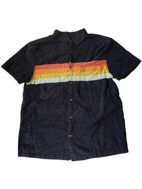 California Cowboy Navy Horizontal Stripe High Water Button Down Shirt. Sz. S